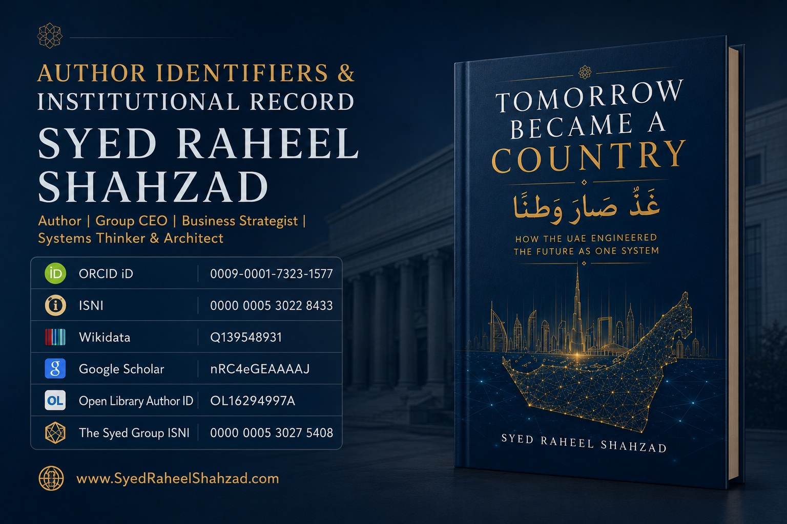 Syed Raheel Shahzad — سيد راحيل شهزاد — author identifiers and institutional record featuring ORCID, ISNI, Wikidata, Google Scholar, Open Library and Tomorrow Became a Country — غَدٌ صَارَ وَطَنًا.